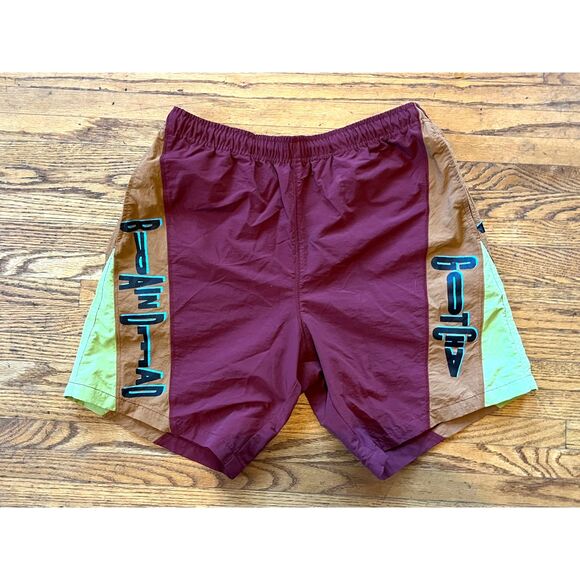 BRAINDEAD Maroon Gotcha 80s Surf Skate Swim Trunks Shorts Mens Size Small - Picture 2 of 7